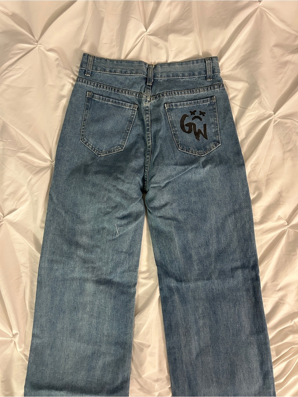Distressed Wide-Leg Women’s Jeans - Light Blue